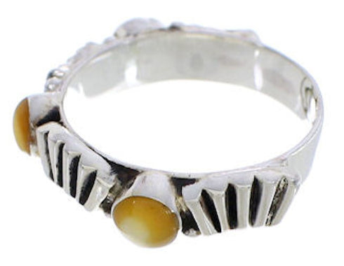 Sterling Silver Yellow Mother Of Pearl Stackable Ring Size 5 UX34857